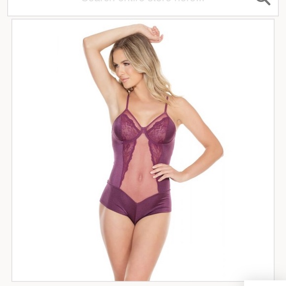 Plum teddy bodysuit sexy fits B-C cup size L NWT